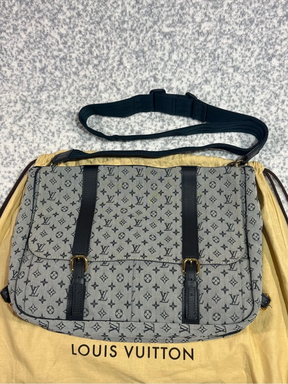 Louis Vuitton Gray Monogram Messenger with Black Straps